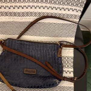 Dooney & Bourke Blue Crocodile-Embossed Crossbody Bag vintage/item